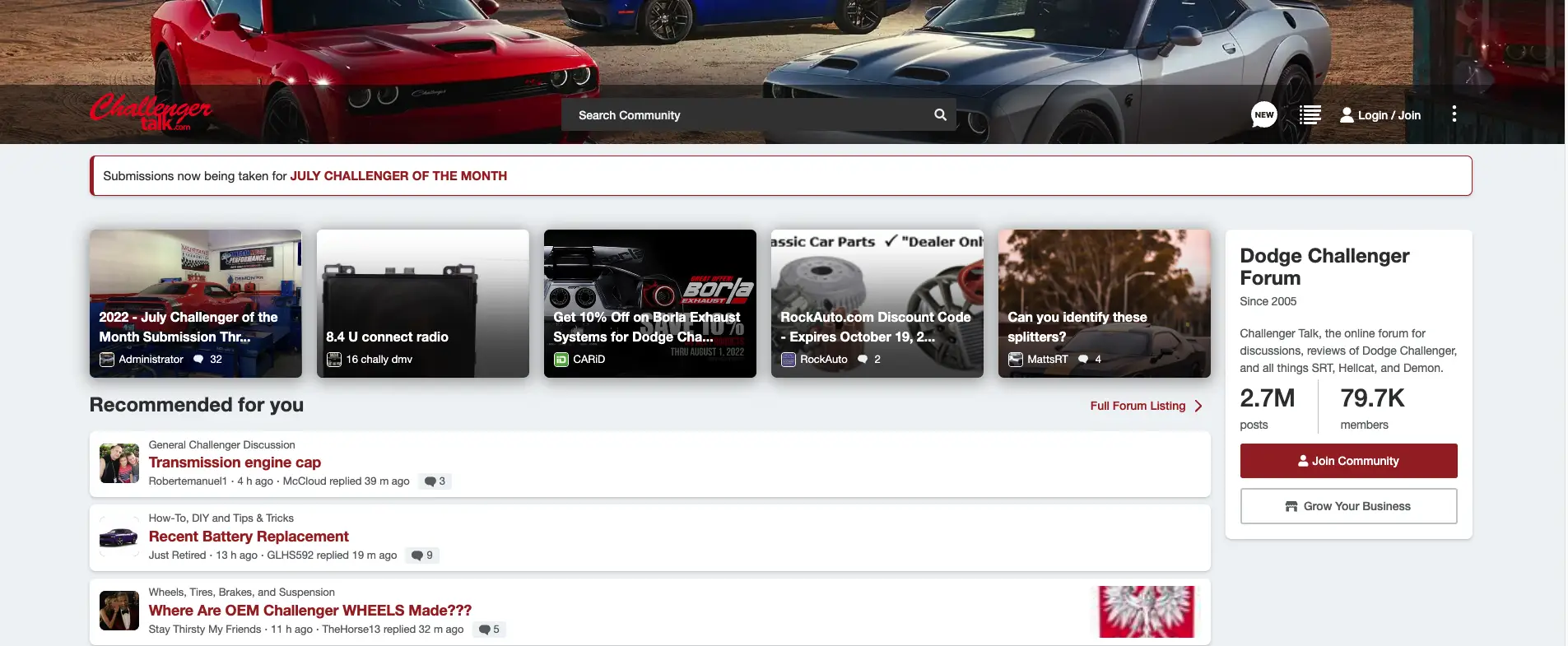 Dodge Challenger Talk Website