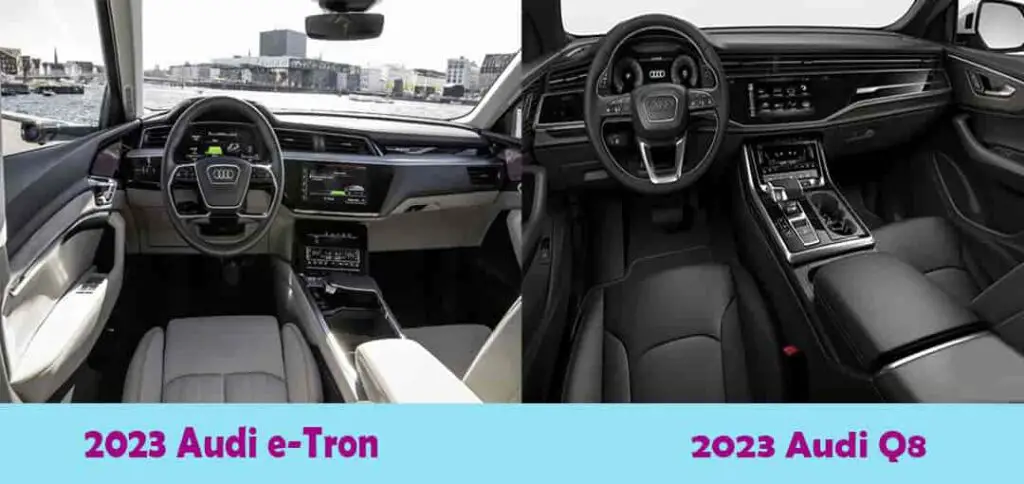2023 Audi e Tron vs 2023 Audi q8 interior