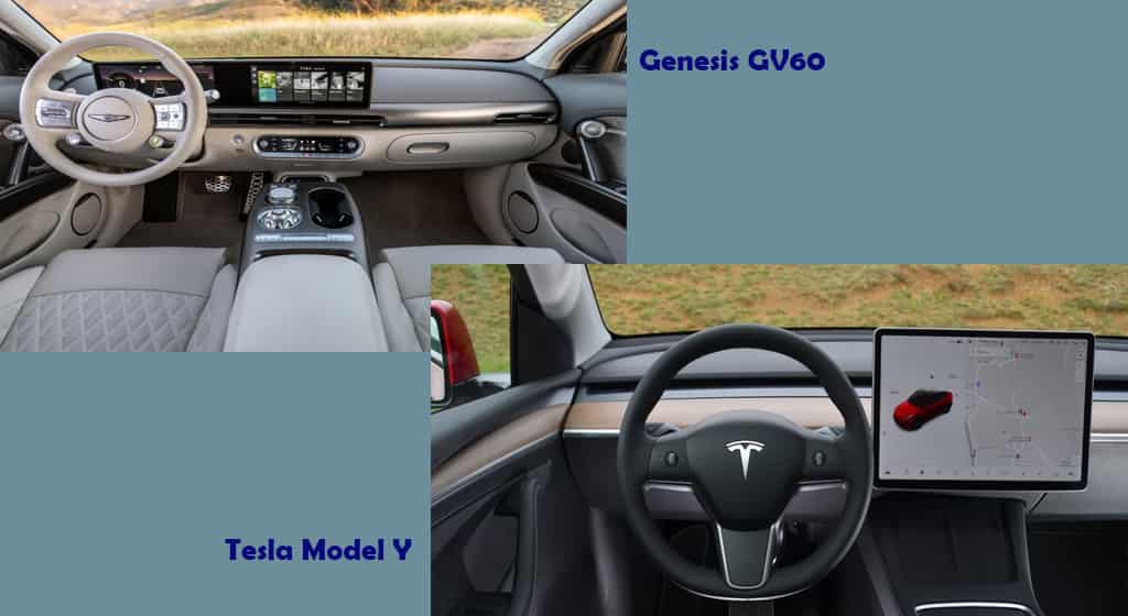 Exclusive features Genesis GV60 ev vs Tesla Model Y cabin space