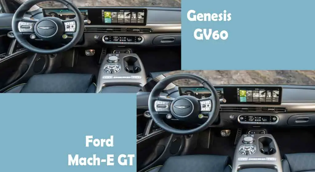 2024 Genesis GV60 vs 2024 Ford Mustang Mach E GT   interior cargo