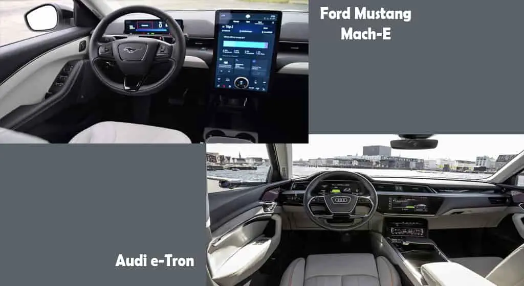 Ford Mustang Mach E vs Audi e Tron comparison interior design