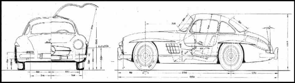 1955 Mercedes Benz 300SL Gullwing dimensions exterior interior